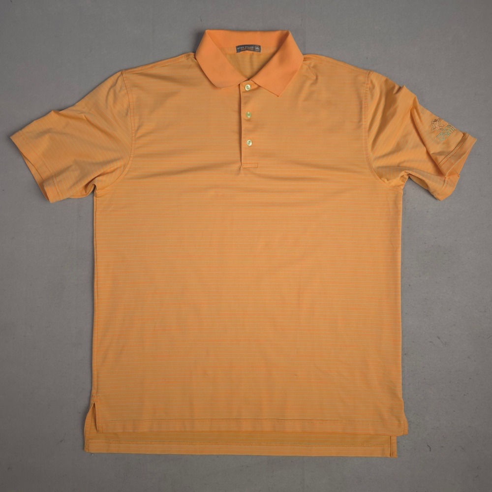Peter Millar Polo Shirt Golf Summer Comfort Striped Troon North‎ Orange Size XL
